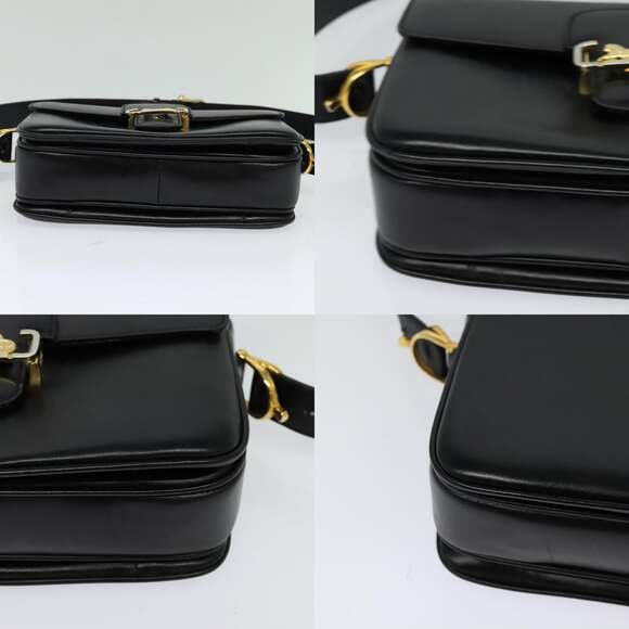 CELINE Sulky Shoulder Bag Leather Black Gold - Picture 10 of 13